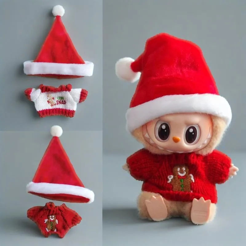 

17cm Doll Clothes Outfit Accessories Christmas Cape Set for LabubuV2 Mini Doll Clothing Doll Accessories Girl Gift waist bag