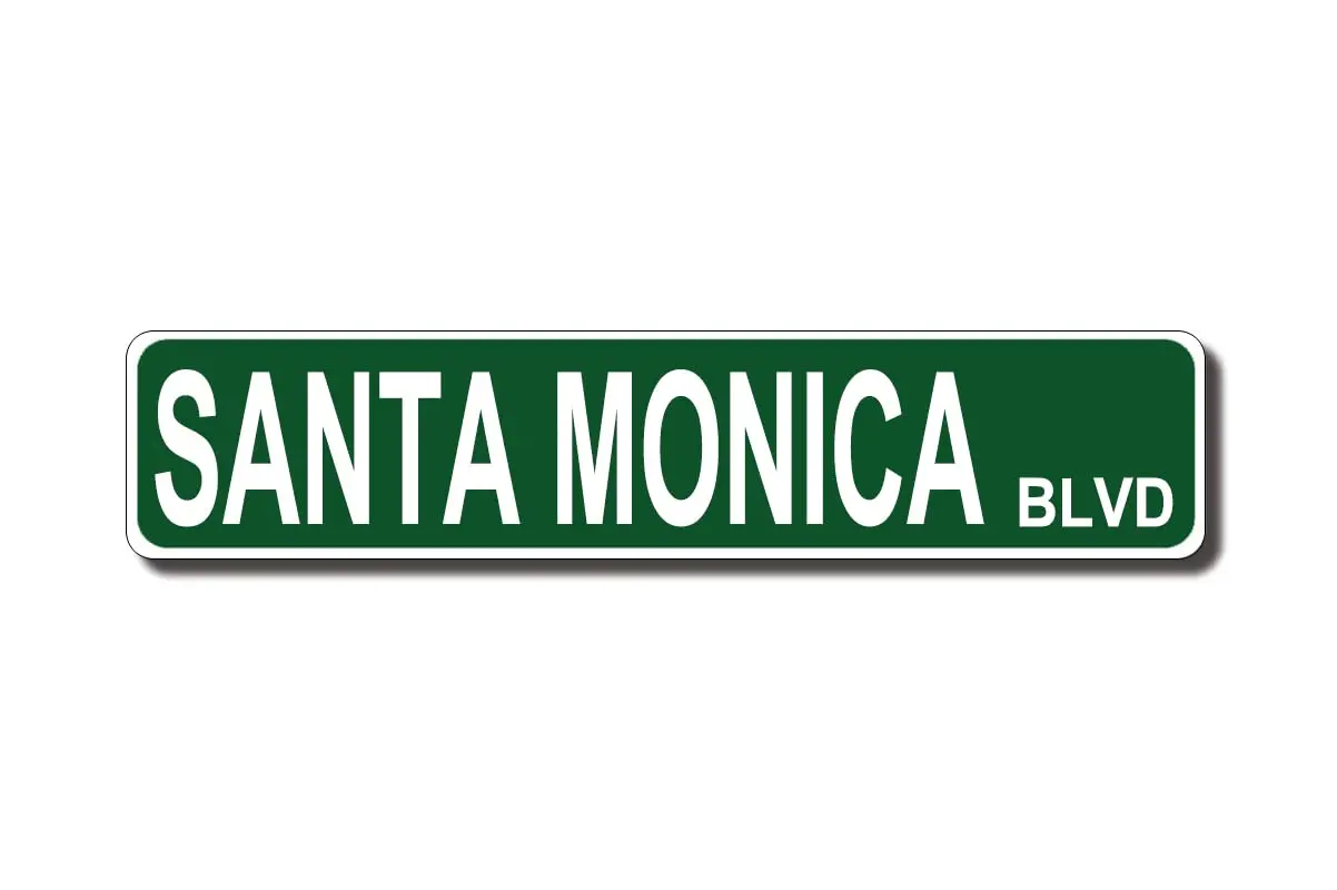 

Santa Monica BLVD Vintage Tin Sign Retro Rustic Man Cave Tin Plate Vintage Novelty Street Farm House Zinc Garage Wall Decor Meta