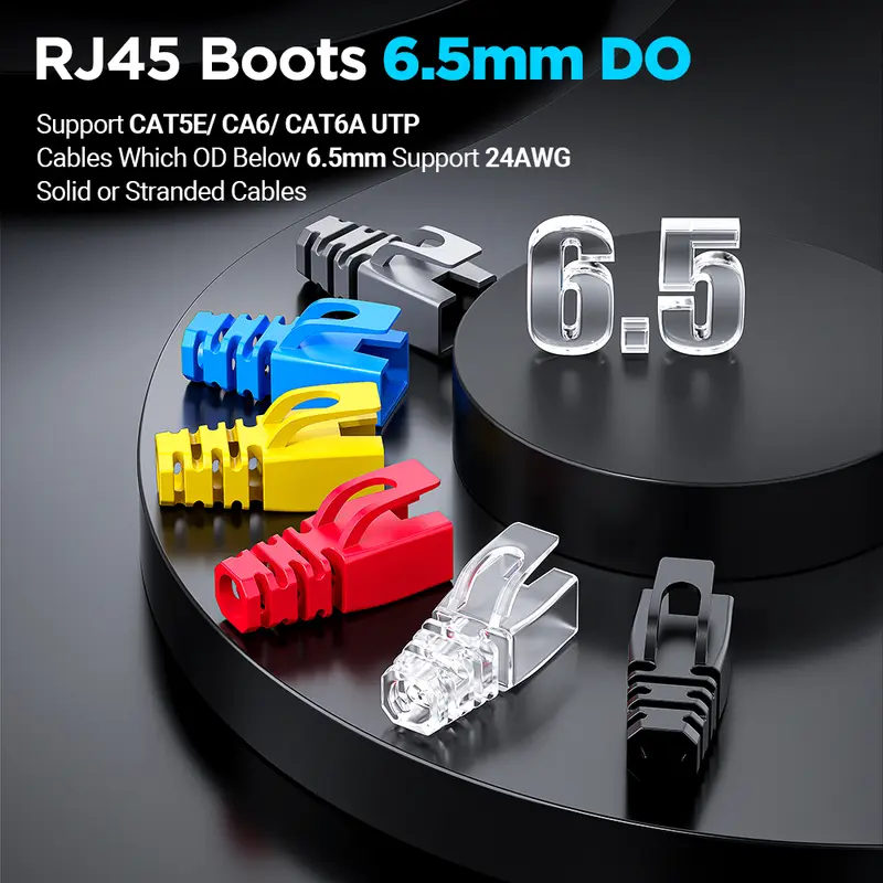 AMPCOM RJ45 Ethernet Network Cable Strain Relief Boots Cable Connector Plug Covers for CAT8 CAT7 CAT6A CAT6 CAT5E CAT5 - Image 3