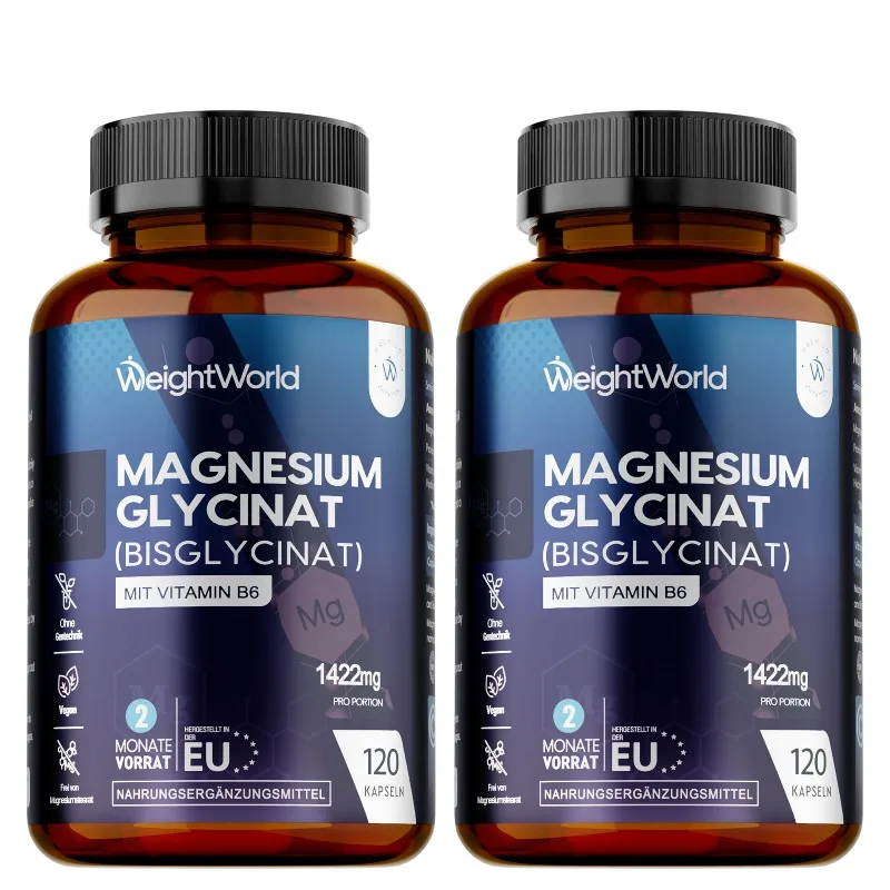 2 Bottles Magnesium Glycinate Capsules - Assist Body Relaxation, Bone Strength, Calm Mind, Sleep Cycle & Heart Health