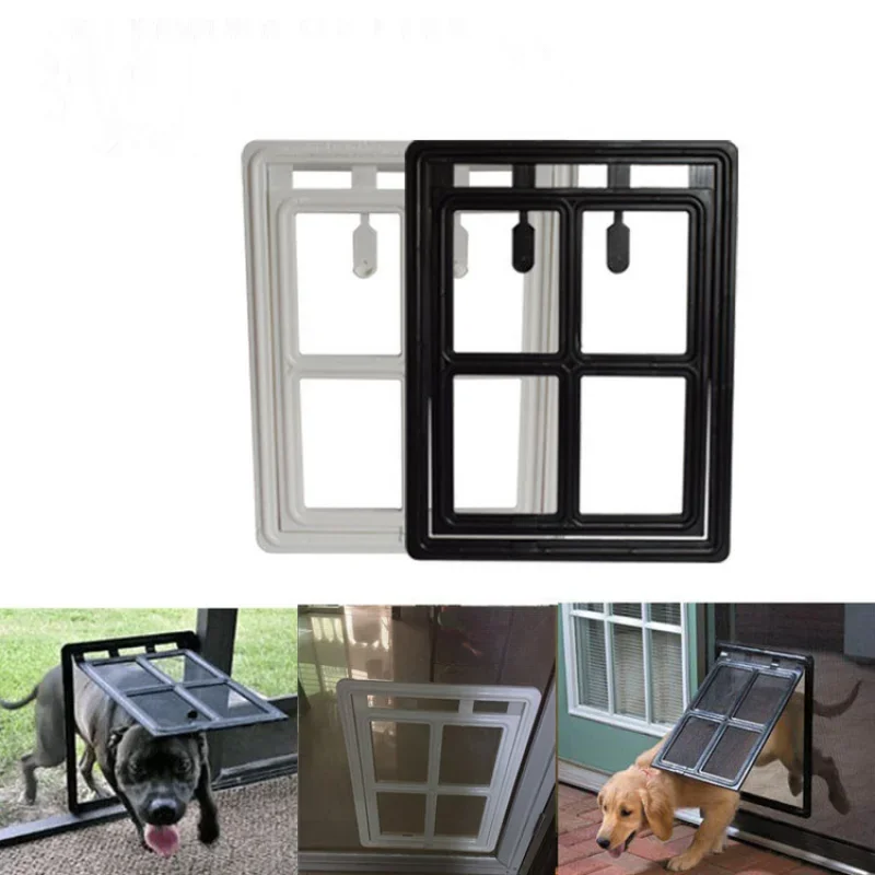 Lockable Plastic Pet Door for Mosquito Proof Screen Window Security Flap Gates Pet Tunnel Dog Fence Free Access L