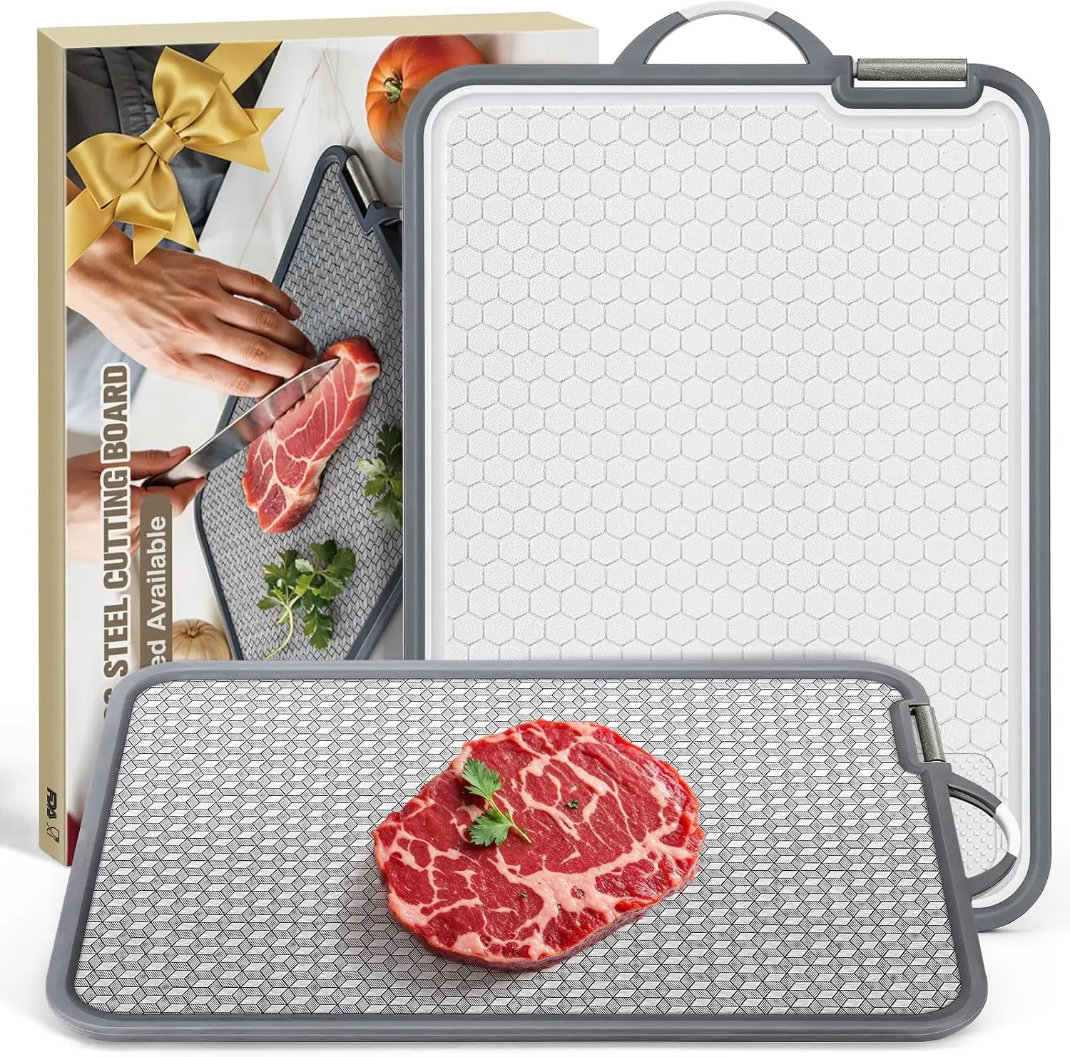 Large Stainless Steel Cutting Board, 16 Inch Double Sided Chopping Board For Kitchen, Non Toxic, Scratch-resistant Mesh Design