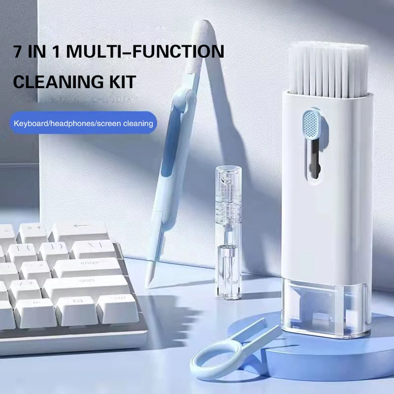 7-In-1 Multi-Functional Computer Keyboard Cleaning Brush Set Bluetooth Earphone Cleaning Dust Cleaning Supplies Key Remover