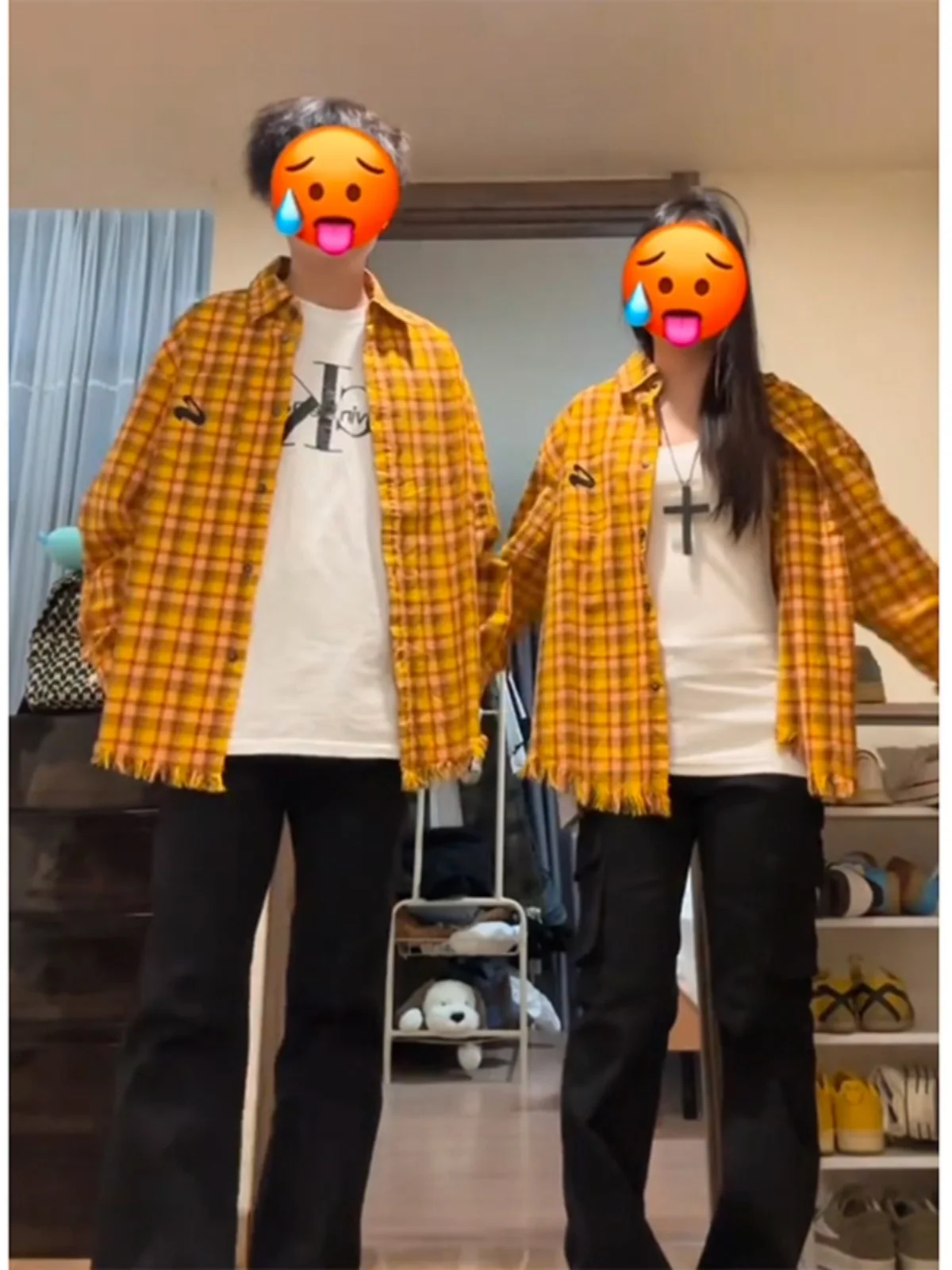 

Yellow Plaid Long Sve Men's irt Spring Autumn 2025 New American Retro Couples Outerwear Frayed Design Casual Sle