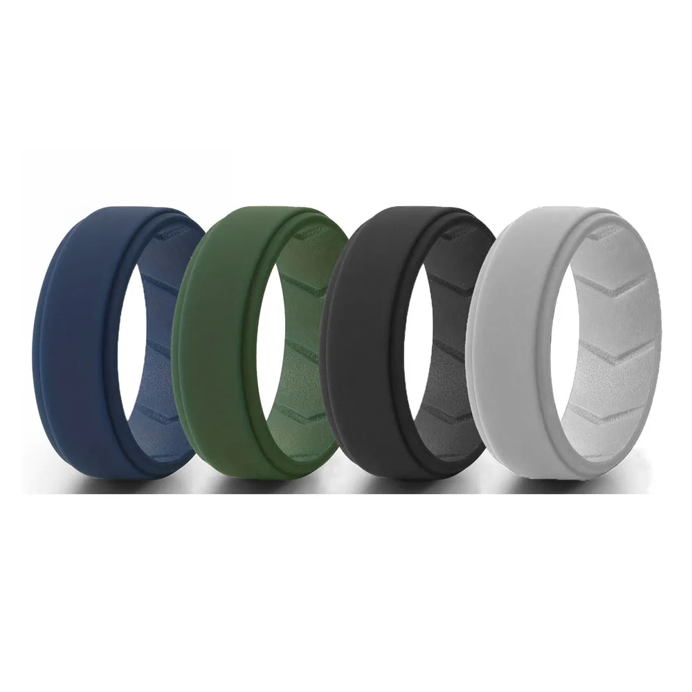 4pcs/set Sporty Silicone Rings Hypoallergenicity Men's Finger Ring Father Gift  for Outdoor Sports and Playing Ball