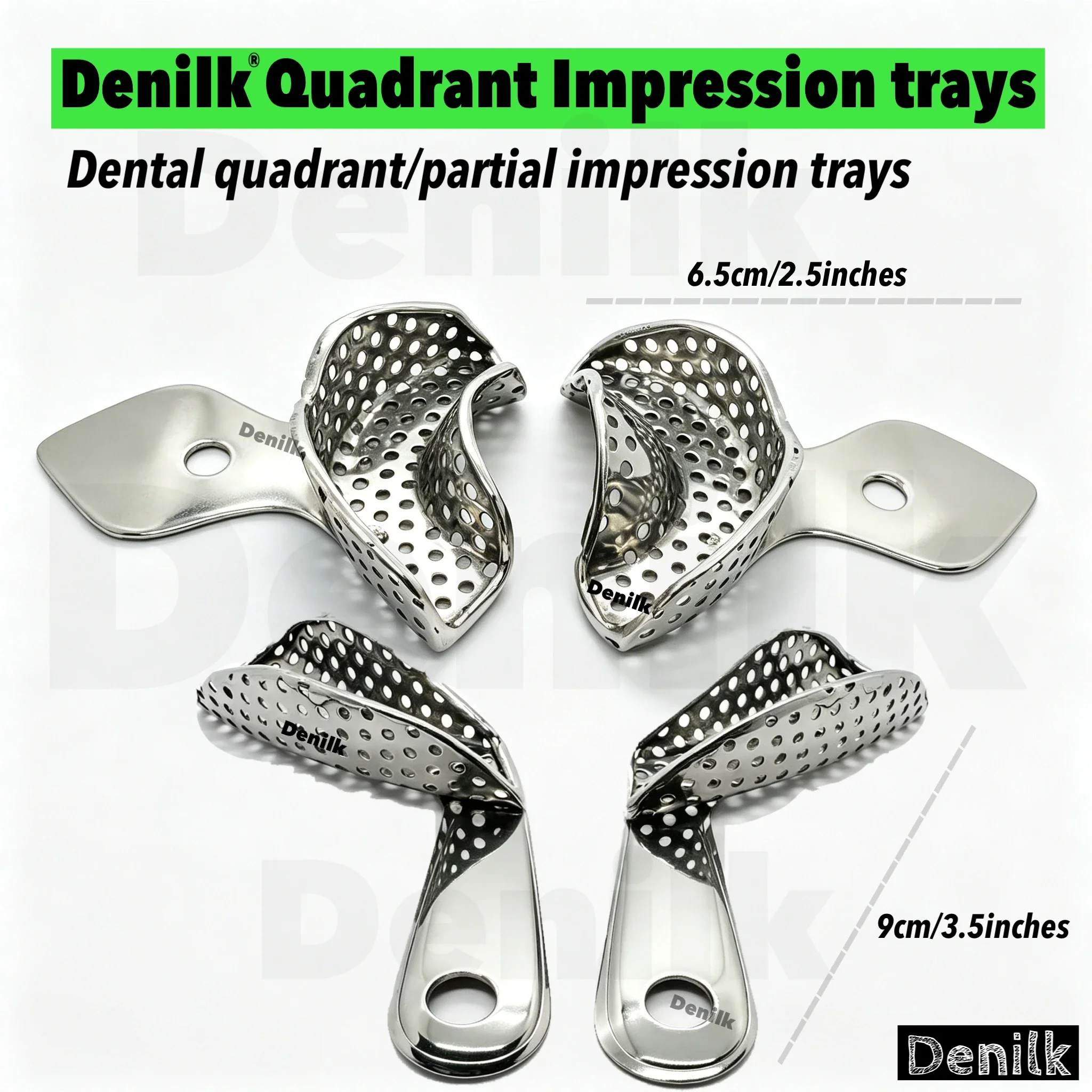 2 Stück Dental-Quadrant-/Teilabdrucklöffel, Laborwerkzeuge für Ober- und Unterkiefer-Abdrücke, Zahnarztbedarf