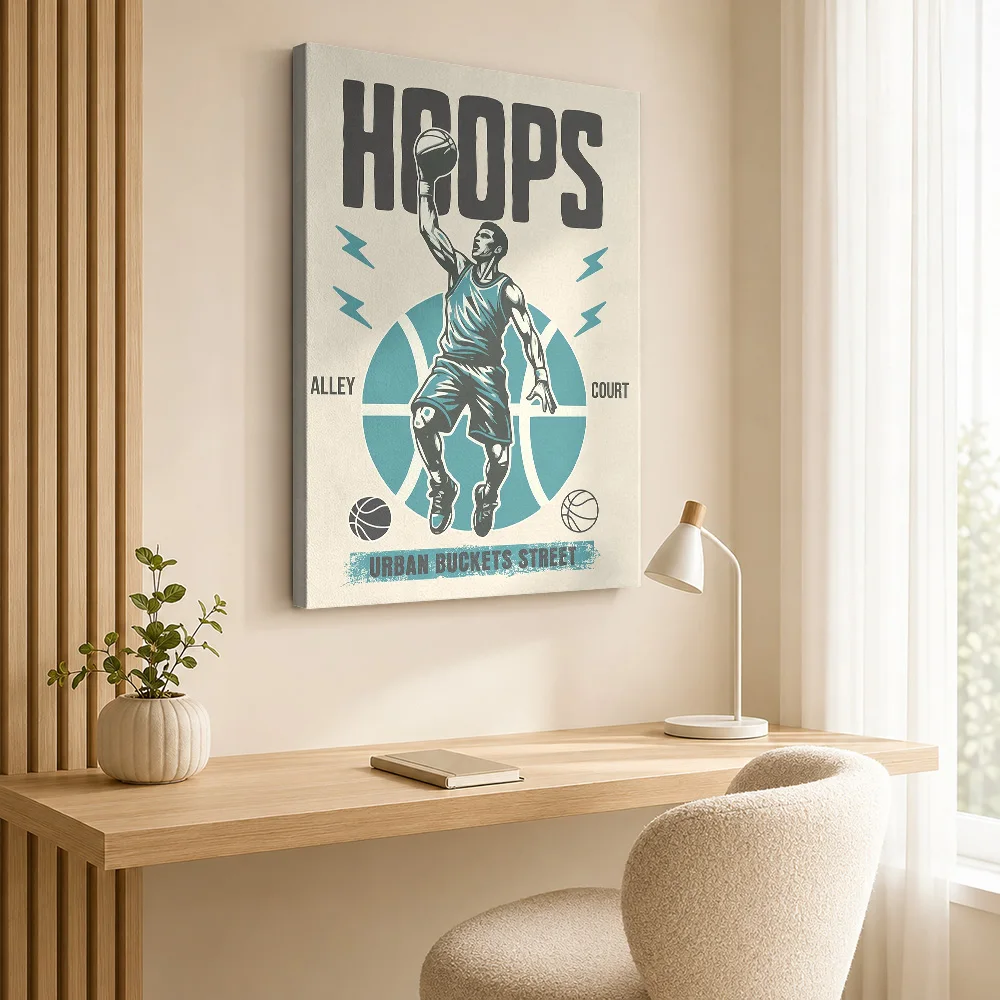 Basketball Player Dunking Framed Canvas Poster Personalized Photo Sports Portrait Canvas Wall Art for Game Room Man Cave Decor