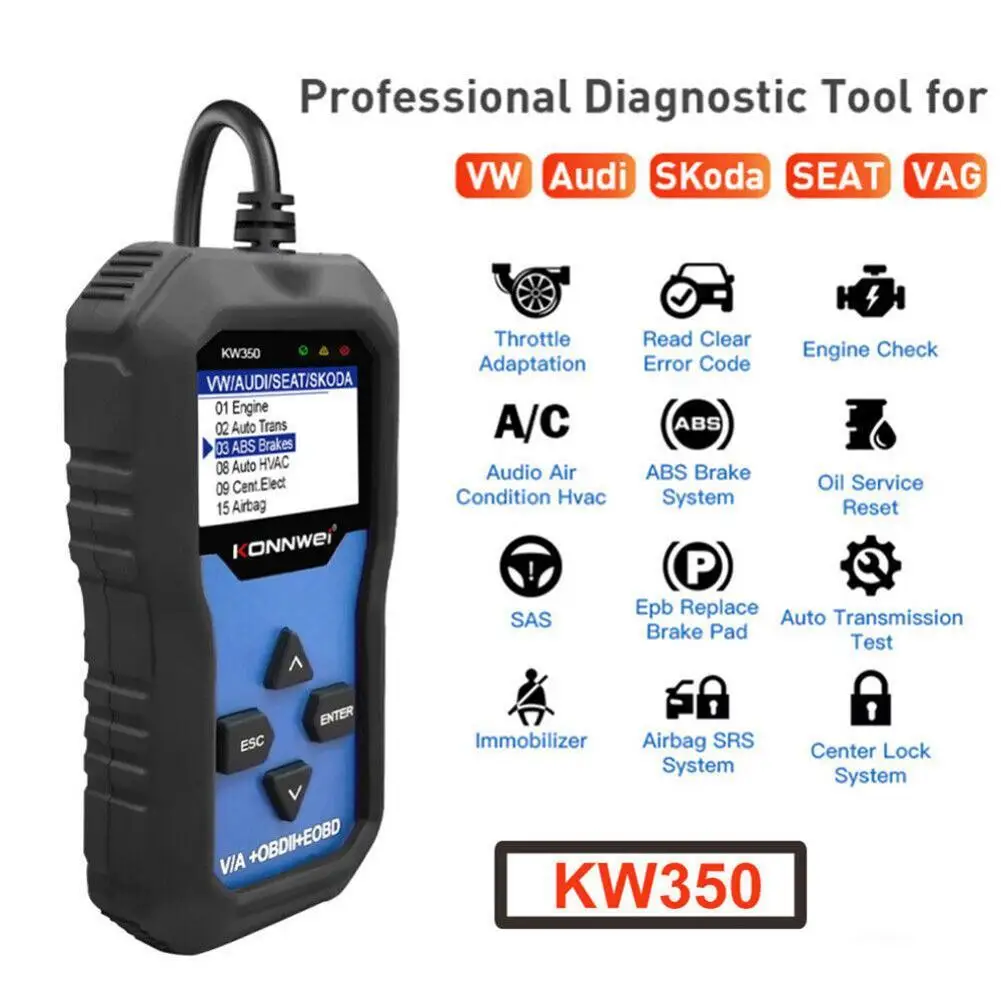 Kw350 Car Diagnostic Scanner Code Reader Locator Abs Brake System Transmission Case Engine Scanning Tool V007