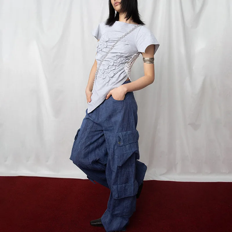 BPN Fashion Patchwork Lace T Shirts For Women Round Neck Short Sleeve Spliced Appliques Casual Slimming T Shirt Female Clothing