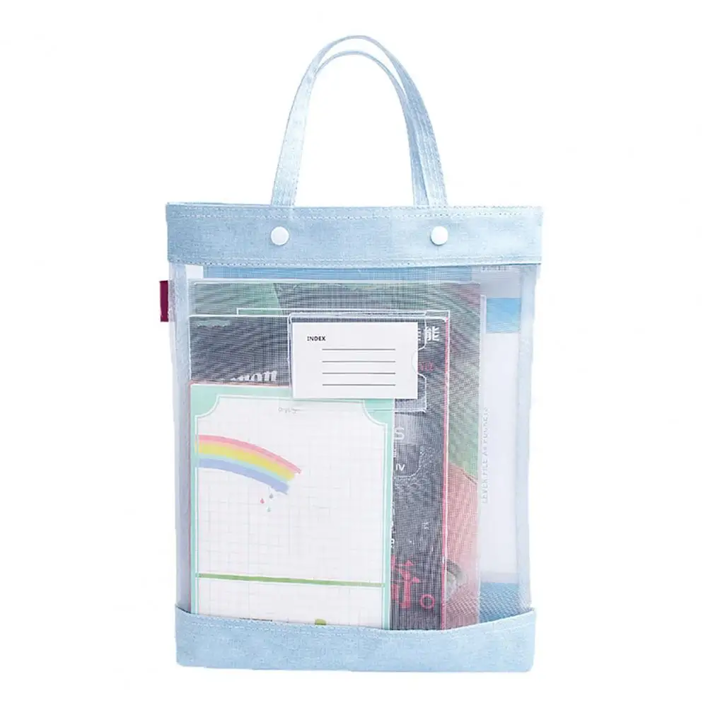 Handheld File Holder Portable Transparent Document Storage Bag with Strong Load-bearing Capacity Handle for File Organization