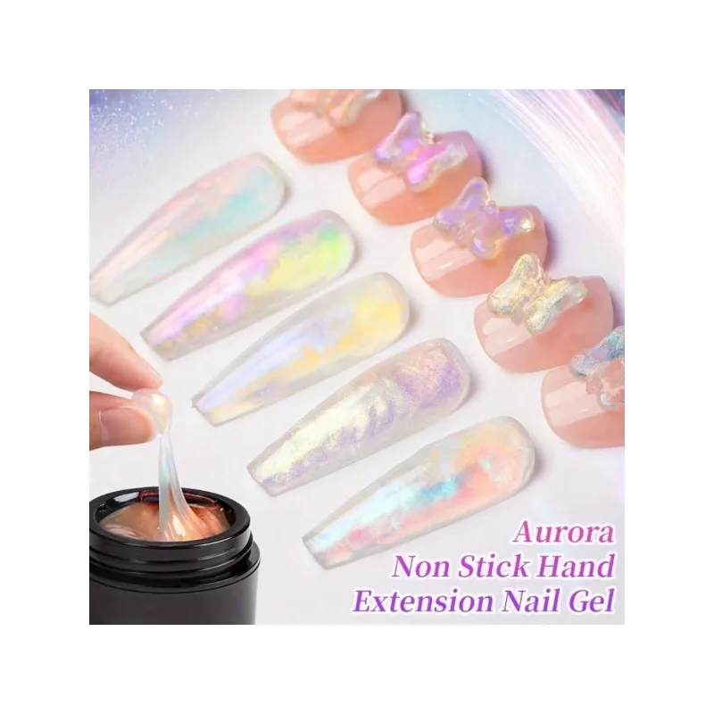 1 Pc Aurora Soid Builder Gel Pean Memaid 3D Canving Gel Giter Hard Gel.   Non Stick Hand Modeling Gel Need UV LED