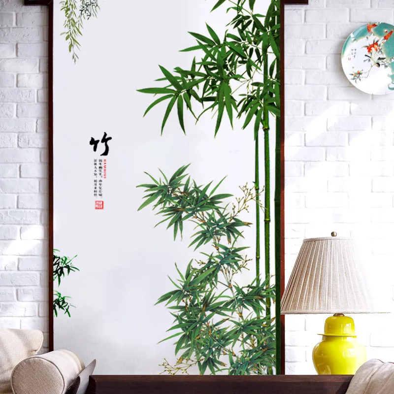 Green Leaves Bamboo Wall Stickers for Living Room Bedroom PVC Wall Decals Kids Room Home Decoration Stickers Murals Decor