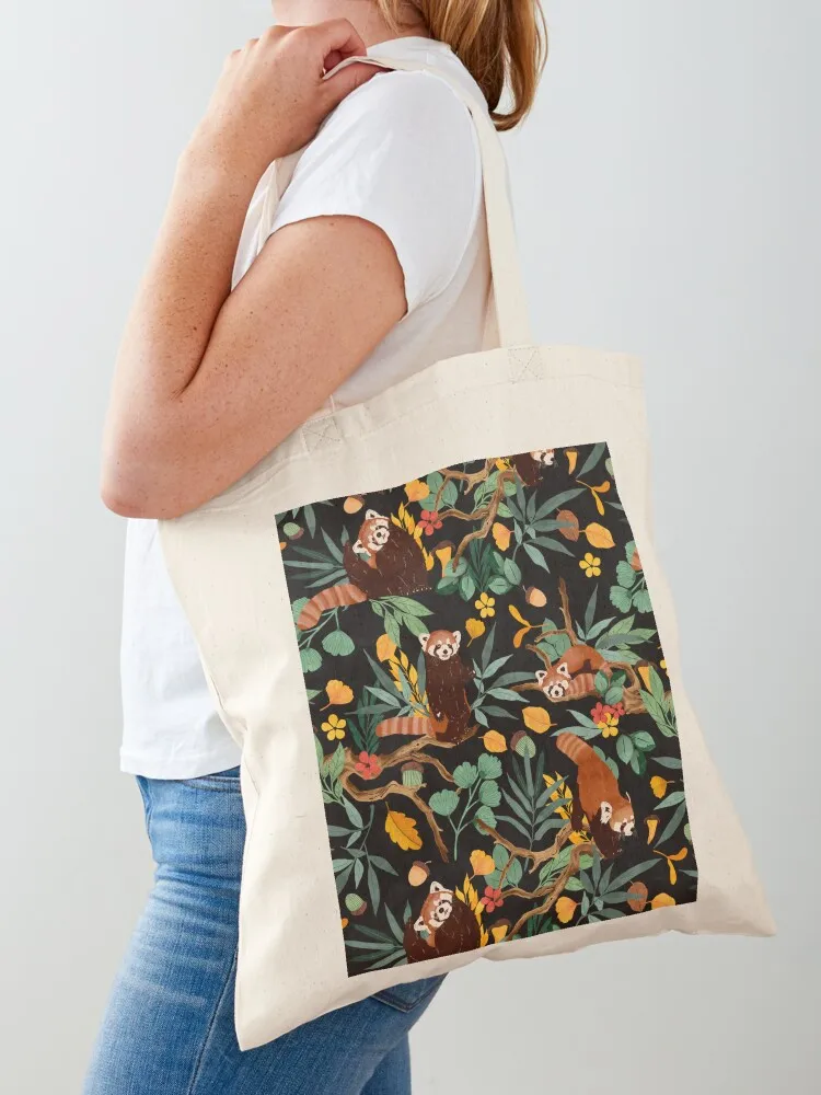 

RED PANDAS IN DARK WILD NATURE Tote Bag university shopper bag Big bag Beach tote screen