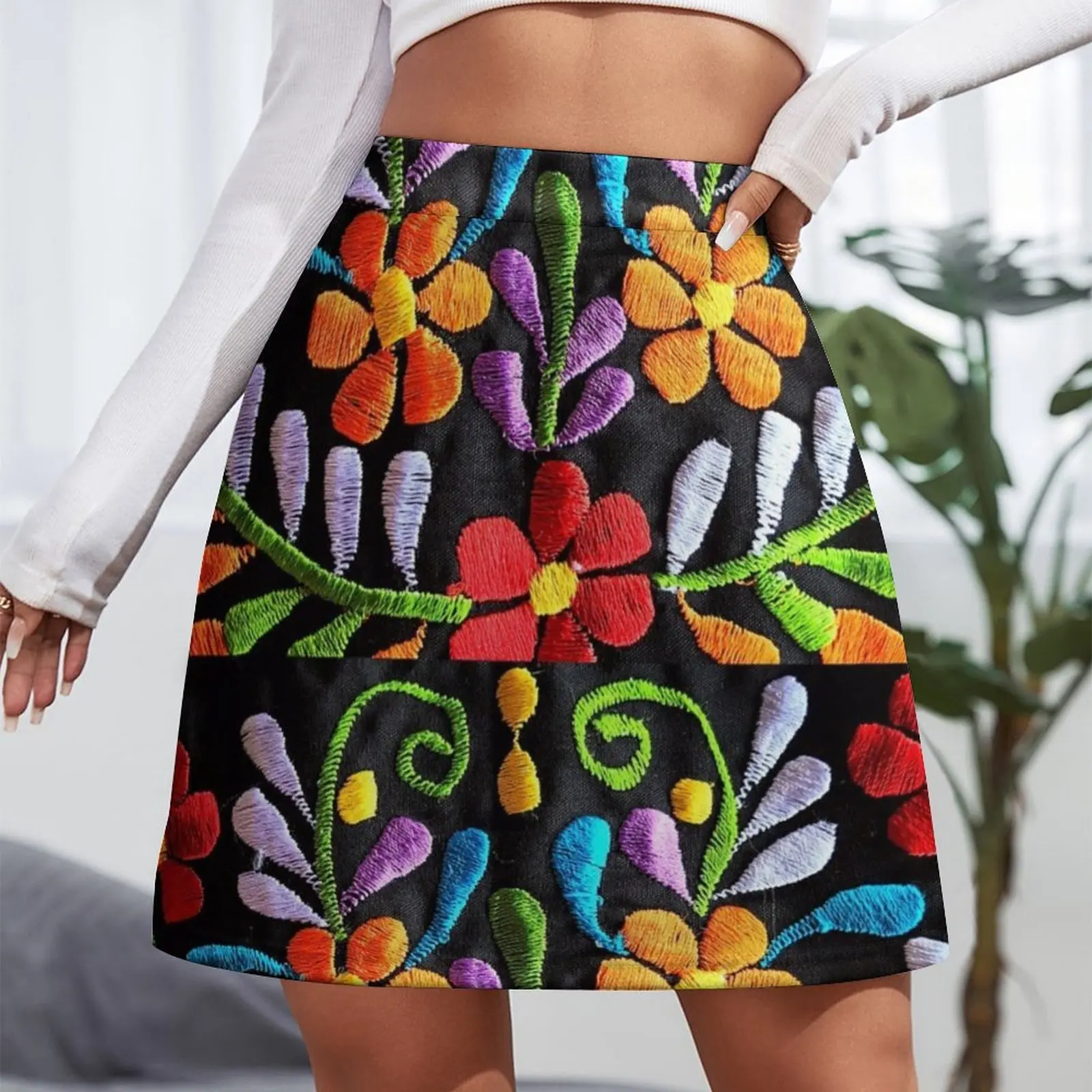 Mexican Flowers Mini Skirt mini skirt for women luxury women\'s skirt korean skirt