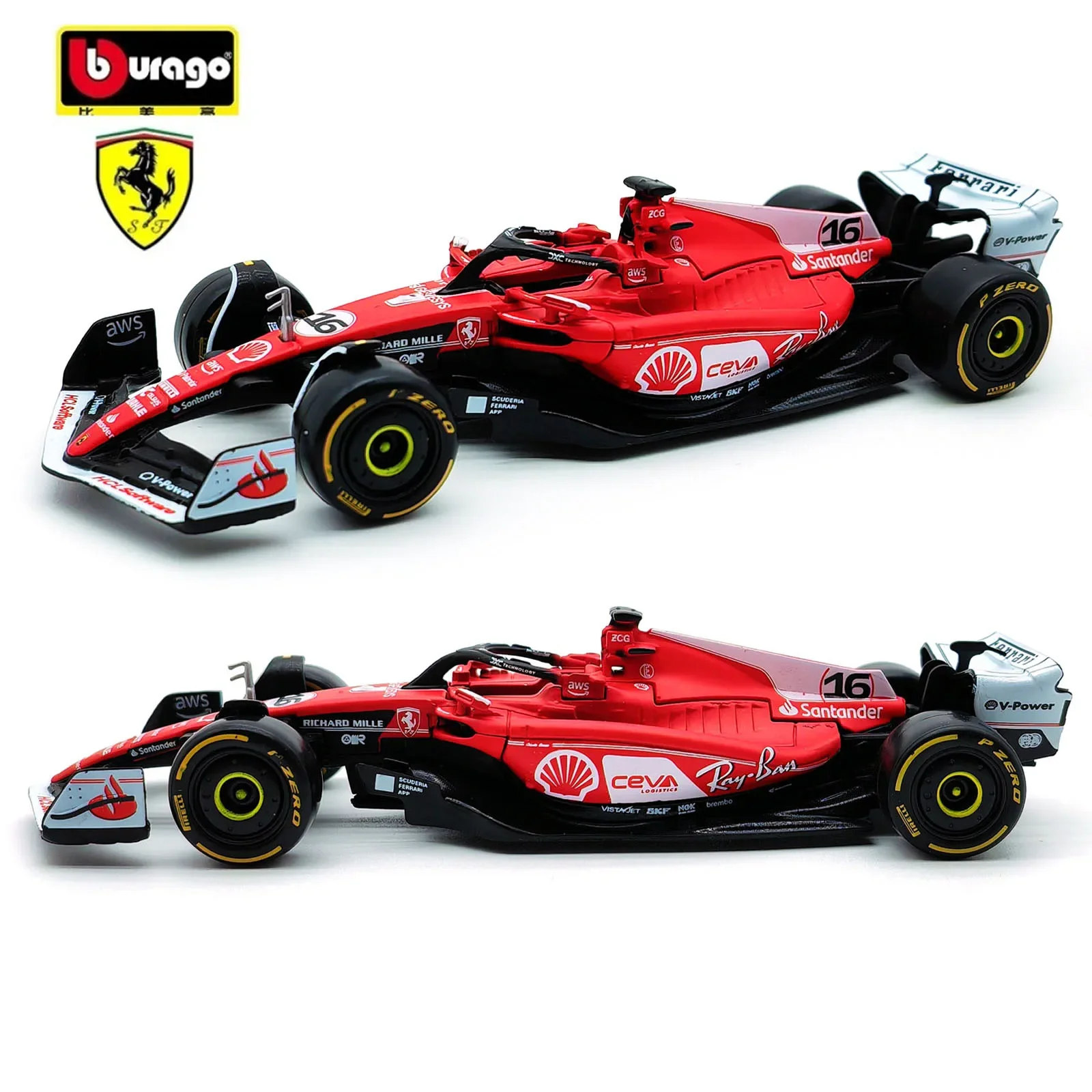 Bburago 1/43 Ferrari Sf-23 Las Vegas Livery Dustcover 16# Leclerc Formula 1 Car Model Acrylic Box Alloy Car Collection Toy Gifts