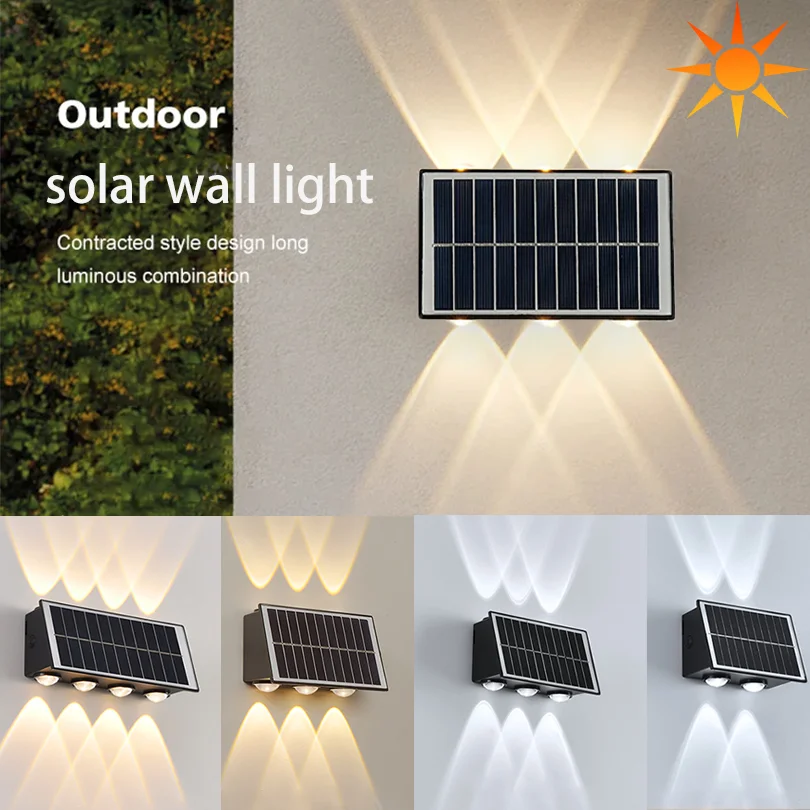 Solar Wall Lamp Outdoor Waterproof Solar Powered Light UP and Down Illuminate Home Garden Yard Decoration Outside Sunlights