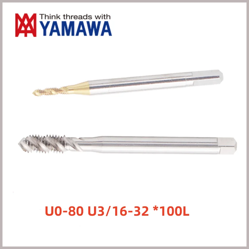 1PCS YAMAWA American Lengthening Spiral Fluted Tap For aluminum/With Tin Machine U0-80 2-56 4-40 6-321/4-20 3/16Screw Thread Tap