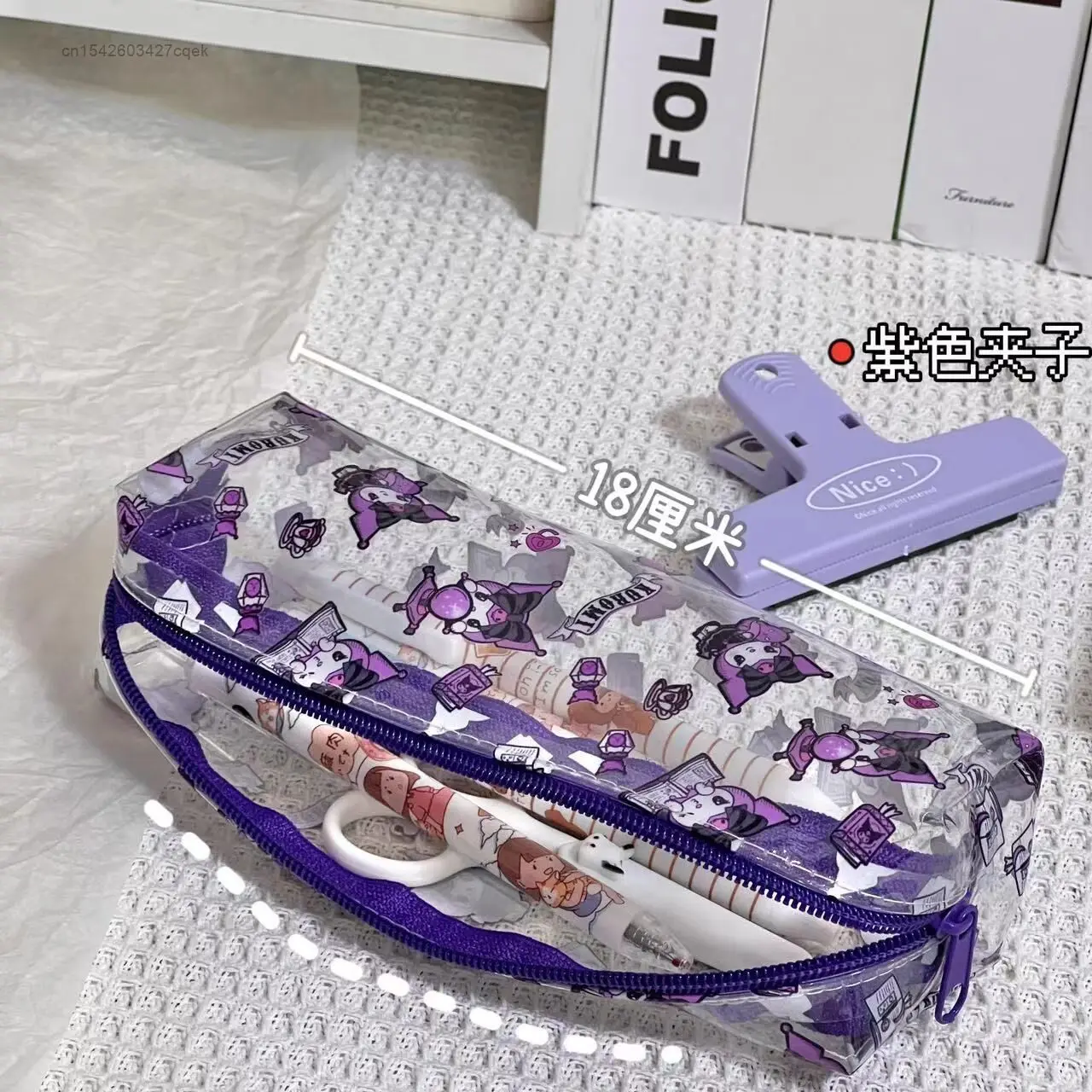 Imagem -04 - Sanrio-bonito Transparente Kuromi Pen Bolsa Estilo Coreano Estético Mini Bolsa de Armazenamento para Alunos da Escola Papelaria para Meninas Moda Y2k