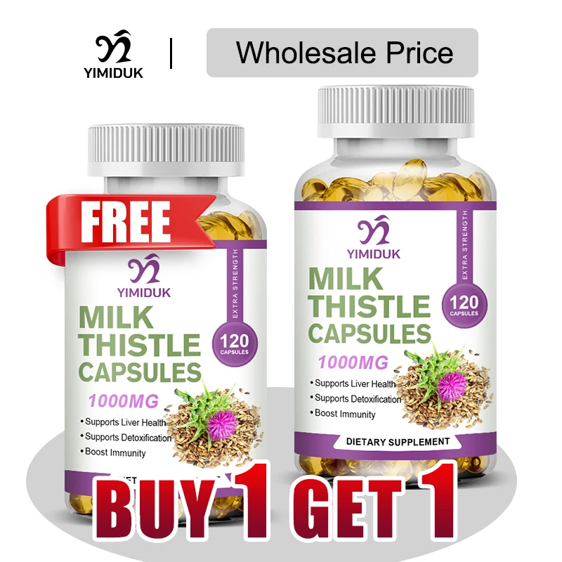 

Buy 1 Get 1 Free! Best Milk Thistle Supplement, Support Liver Detox & Cleanse, Promotes Healthy Cholesterol & Blood Sugar, Vegan