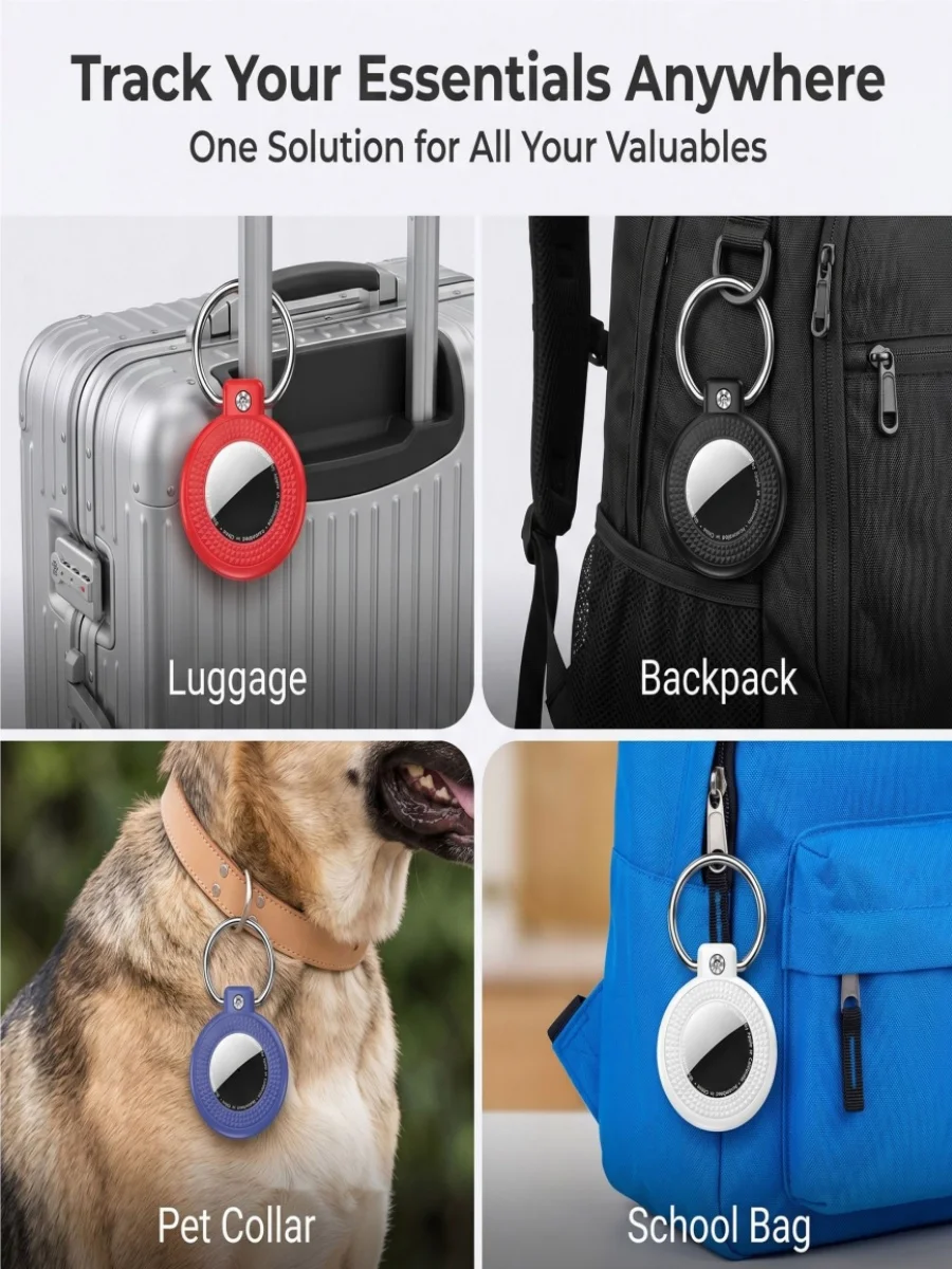 GITFOS Diamond Dual Clear Etui na AirTag 3-w-1 Wodoodporne, Odporne na Wstrząsy i Kurz, z Breloczkiem do Apple AirTag 1/2 Tracker, do Bagażu, Zwierząt — zdjęcie produktu 7