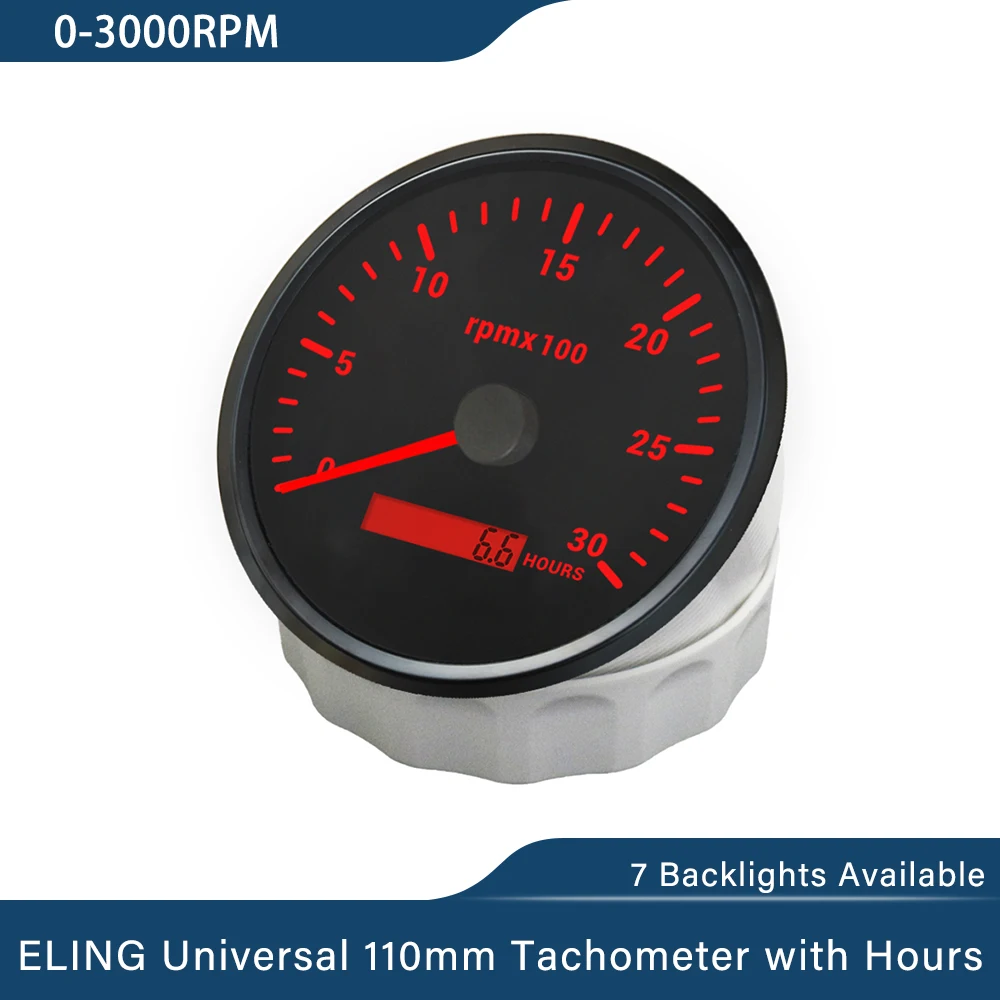 ELING Truck Universal 110 مللي متر مقياس سرعة الدوران 0-3000 دورة في الدقيقة 4KRPM 0-8000 دورة في الدقيقة LCD ساعة متر مع 7 ألوان الخلفية لسيارة قارب يخت 9-32 فولت