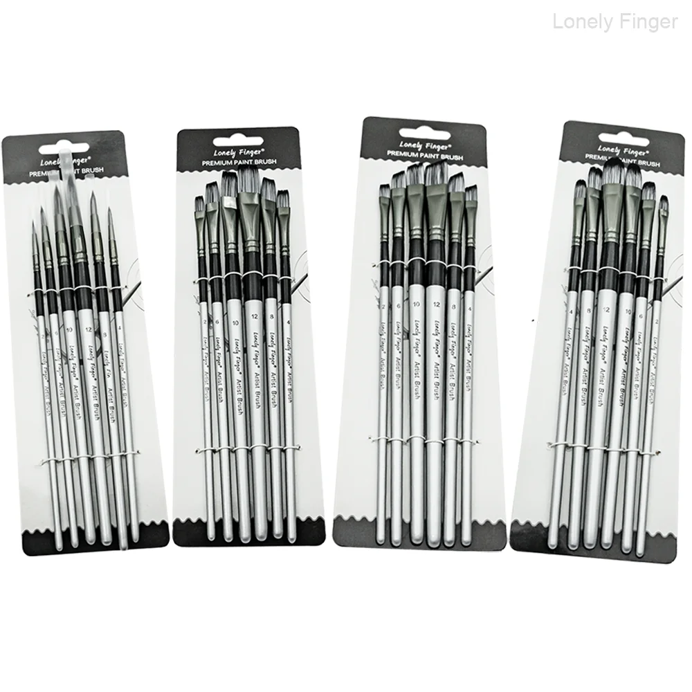 

6/24pcs Paint Brush Set, Acrylic Paint Brushes, Professional Artist Series with Round,Flat, Angular,Filbert for Acrylic