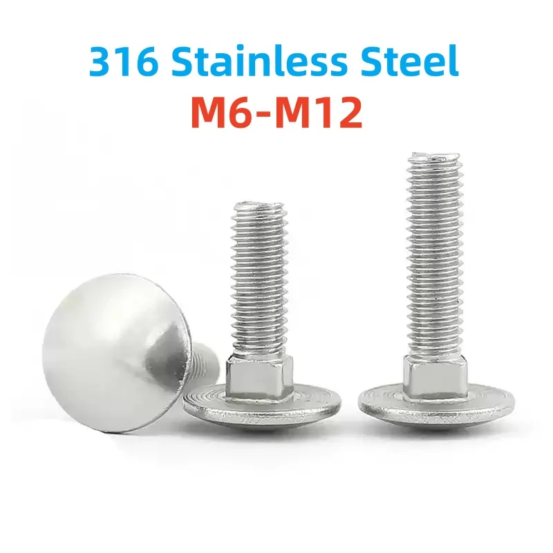 M6 M8 M10 M12 316 Stainless Steel Truss Round Square Neck Carriage Screw For Shelf Desk