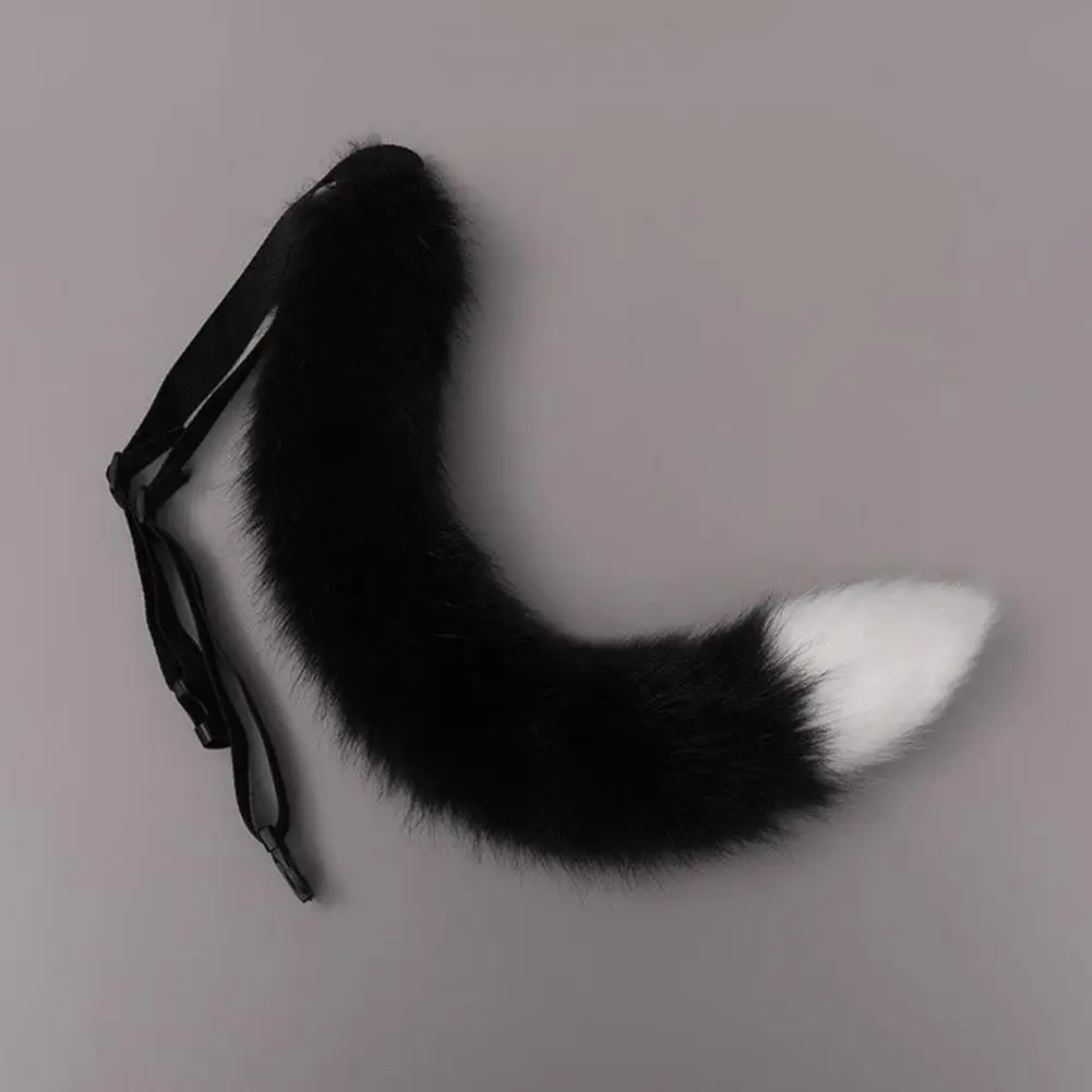 Faux Fox Tail Faux Fur Fox Wolf Tail Cosplay Props with Adjustable Belt for Japanese Style Costume Parties Kawaii Accessories