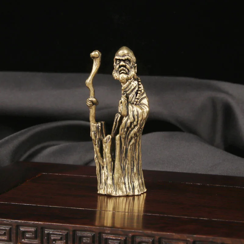 Brass Chanyi Bodhidharma Patriarch Desktop Ornament Bronze Carving Deity Crafts Cultural Toys Bronze Artifacts home decor items
