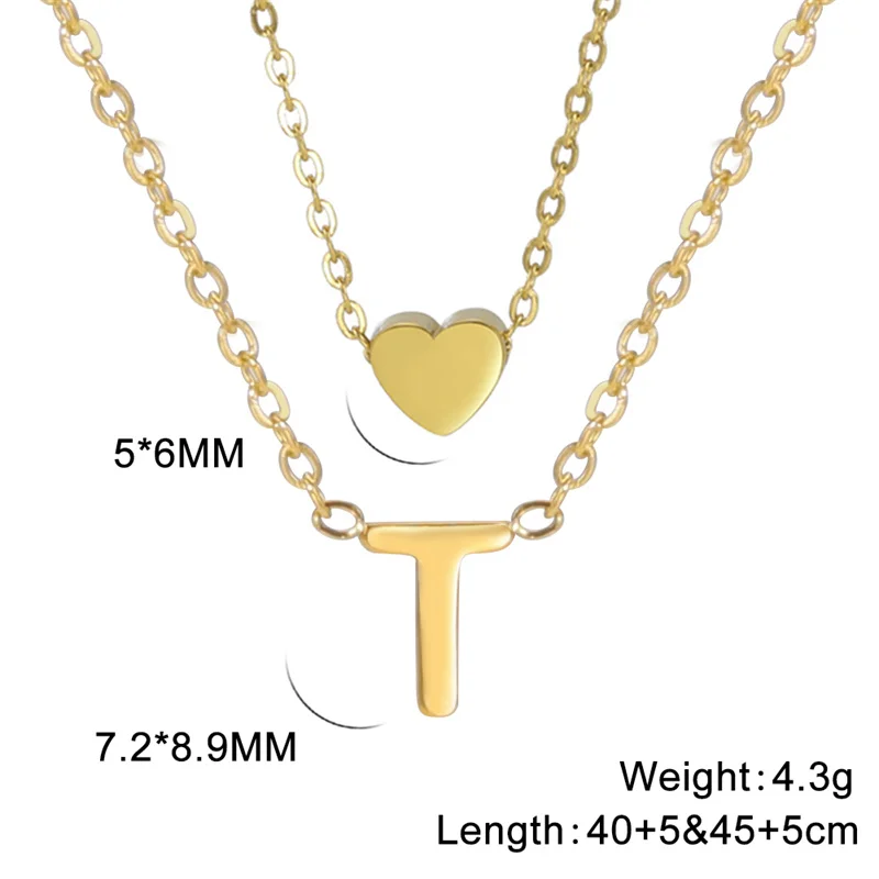 Mode Tiny Herz Initial Halskette Gold Silber Farbe Multilayer Brief Choker Halskette Für Frauen Charme Anhänger Schmuck Geschenk – Detail 40