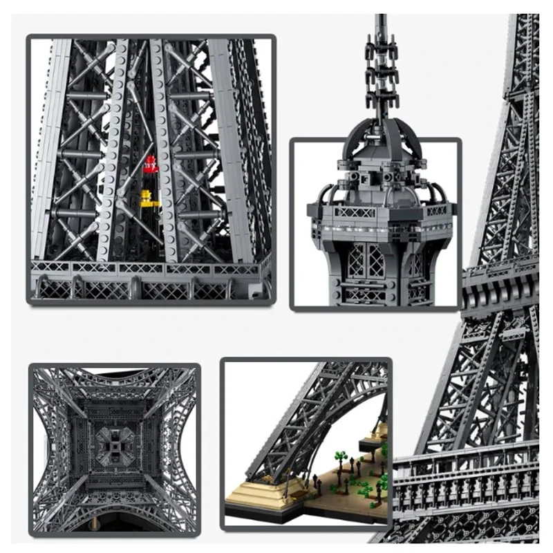 With Original Box Eiffel Tower Fit World Famous Architecture 10307 1.5M 10001PCS Building Blocks Bricks Toys For Adults Gifts