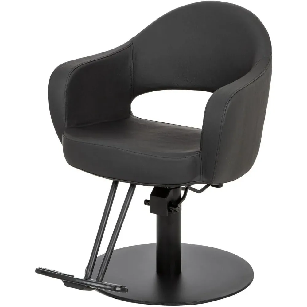 

Professional Hair Styling Chair/barber Chair, Seamless Black Seat, Flat Round Base