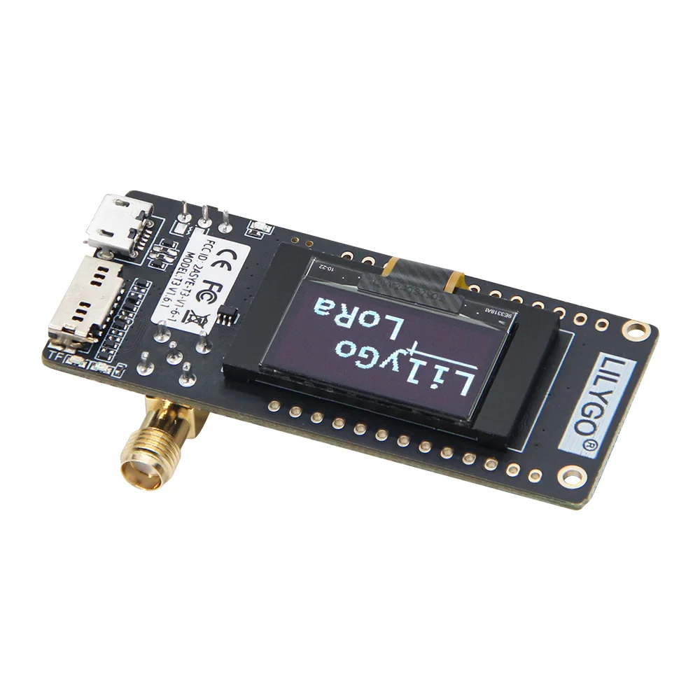 Obrázek 5: LILYGO® TTGO lora32 V2.1_1.6 varianta 433/868/915mhz ESP32 lora OLED 0.96 palec sdà­let karta Bluetooth WIFI bezdrátový modul ESP-32  sma