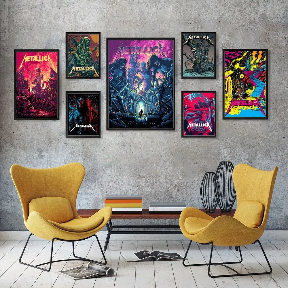 Rock M Metallica Poster 1PC Cartoon Pop Poster Paper Waterproof HD Sticker Bedroom Entrance Home Living Room Wall Decor