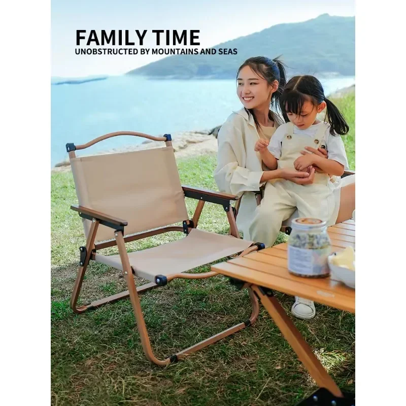 

New Camping Chair Portable Outdoor Chair Alloy Wood Grain Folding Chair Camping Equipment Kermit Chair