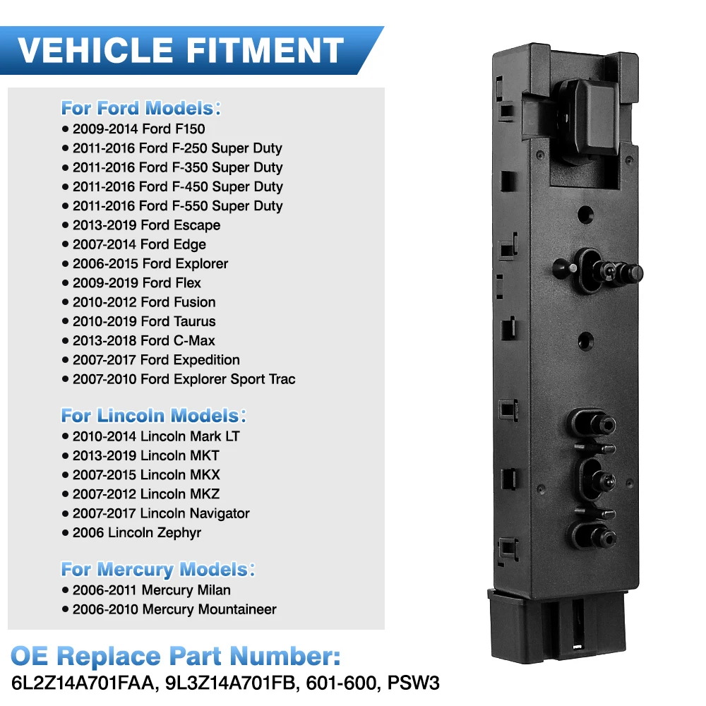SW-7259 9L3Z14A701FB Front Left or Right Power Seat Control Switch for Ford Expedition 2007-2017