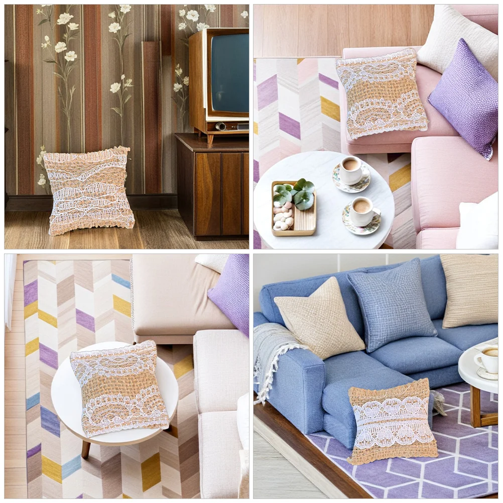 6 قطعة وسائد مصغرة لغرفة المعيشة على شكل دمية من القماش الناعم وسائد أريكة صغيرة لبيت الدمى وأريكة Loveseat مصغرة #6