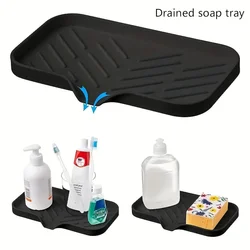 1pc Kitchen Bathroom anti Slip Sink Tray, Creative Vegetable Washing Table Soap Tray, Non Perforated Silicone Drain Rack