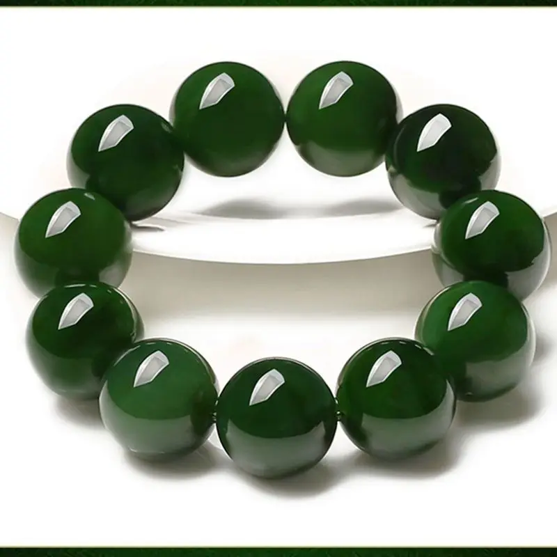 Hetian 20Mm Large Round , Jade Men'S Fortune Bead Bracelet