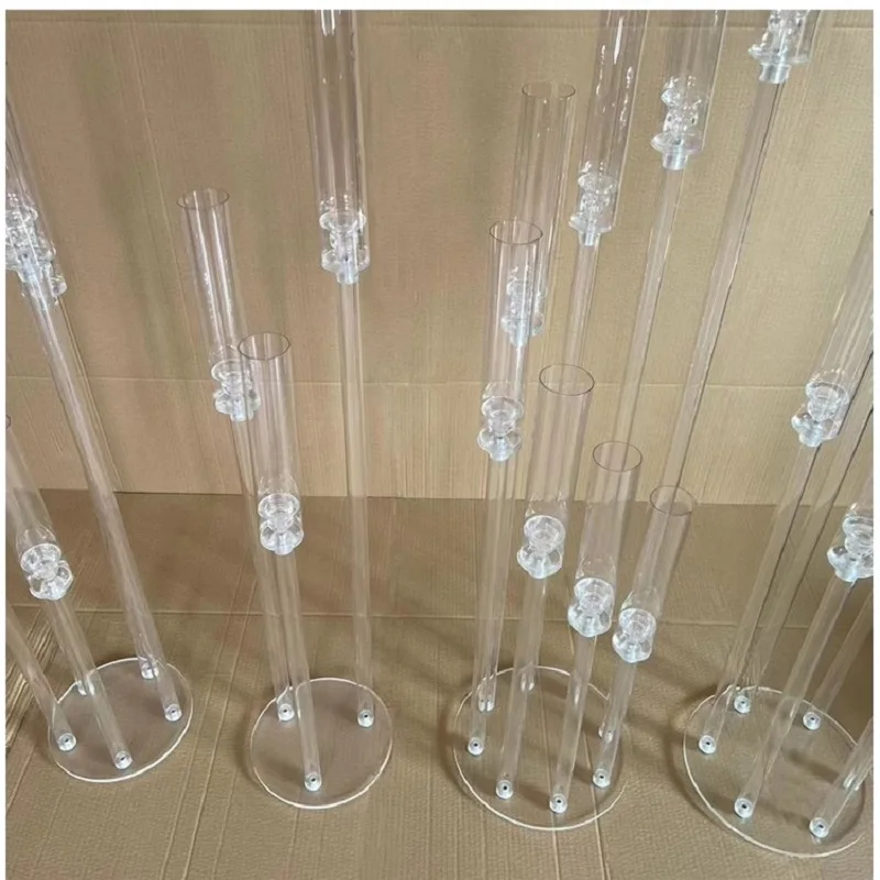 Imagem -02 - Clear Acrílico Metal Candelabro para Decoração Wedding Centerpiece Candlestick Holder Birthday Party Evento 10 Pcs por Lote