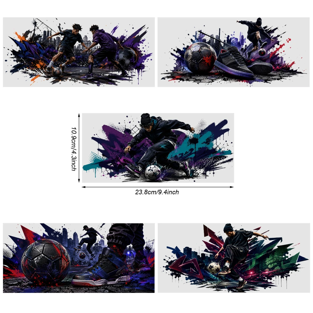 5 Sheets Soccer Players Urban Graffiti Style UV DTF Stickers Cups Decoration Glass DTF Transfer Stickers UV DTF Stickers