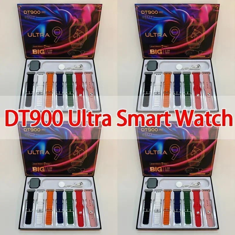 7 correas de Reloj 2024 nuevo Watch10 DT900 Smartwatch Pantalla Circular Amoled monitoreo ECG Reloj inteligente Reloj de pulsera ﻿