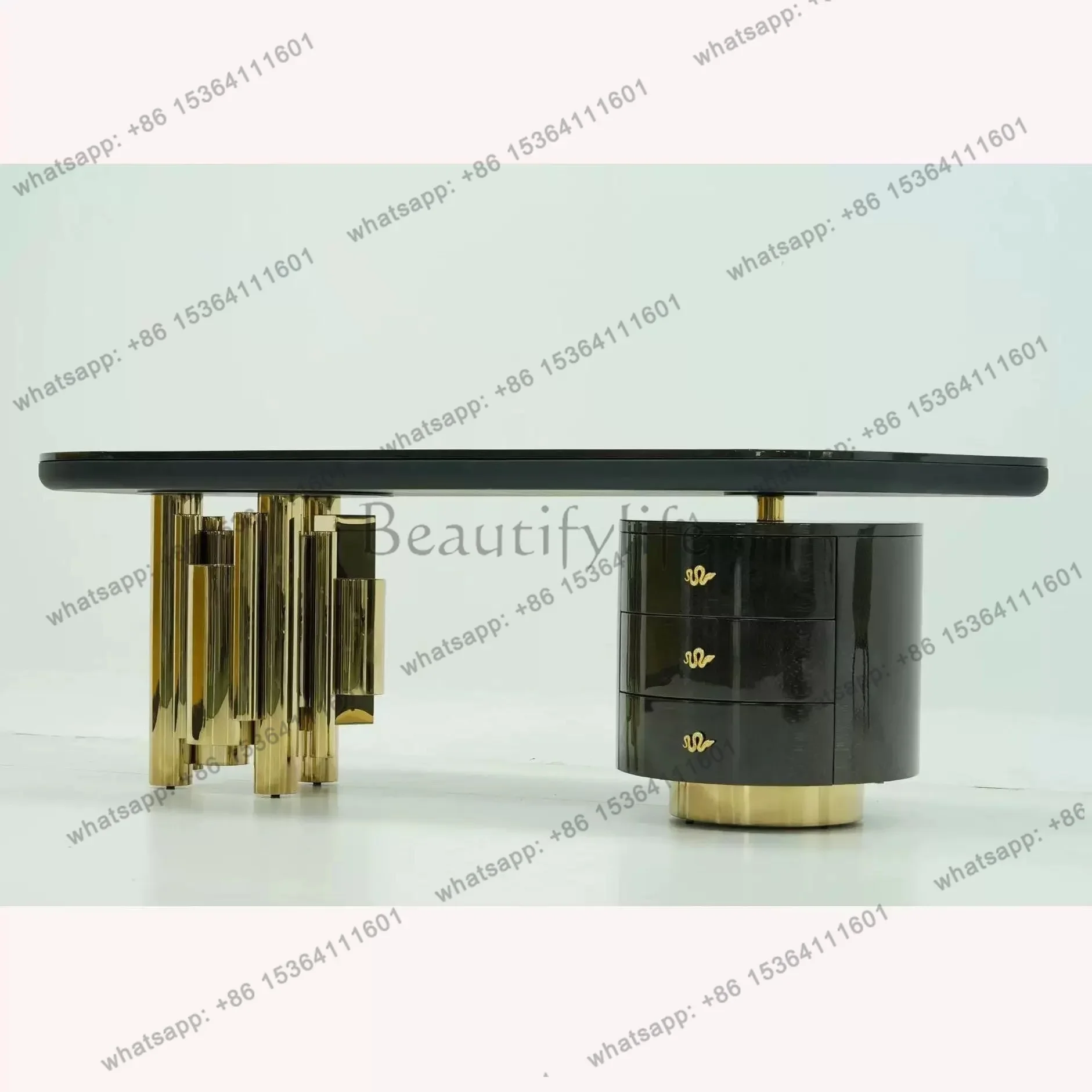 

D36Light luxury Italian high-end desk President's office desk Villa large flat floor 2025 new model