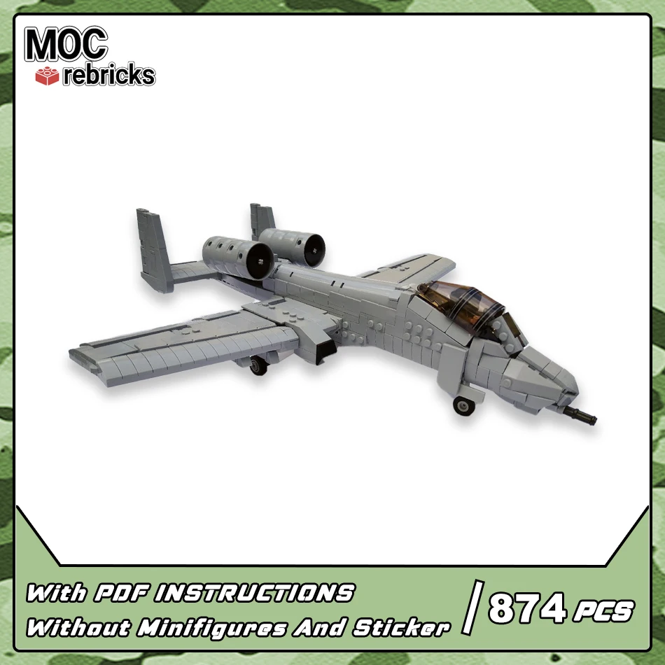 

MOC-85755 A10 Warthog Fighter Building Blocks Military Equipment Combat Aircraft Model Technology Bricks Toys Children's Gift