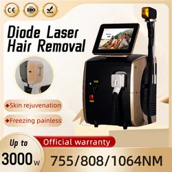 Best 3000W Ice Platinum 3 Wavelength Diode Laser Hair Removal Machine Germany Bar lLser Hair Removal Painless Laser Epilator