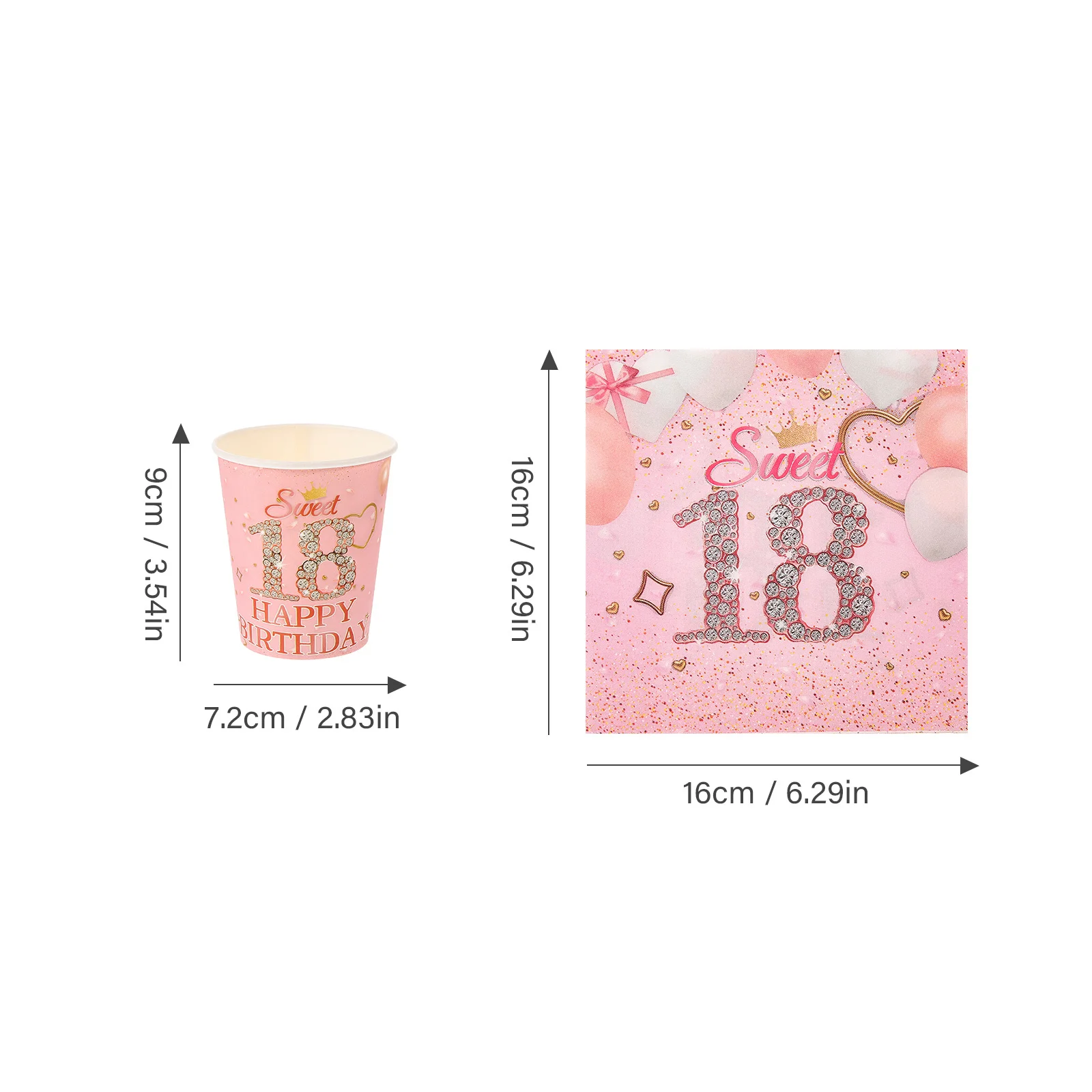 1Set Disposable Party Tableware Kit 18th Birthday Tableware Set Festival Dinnerware Supplies 18th Birthday Party Decorations
