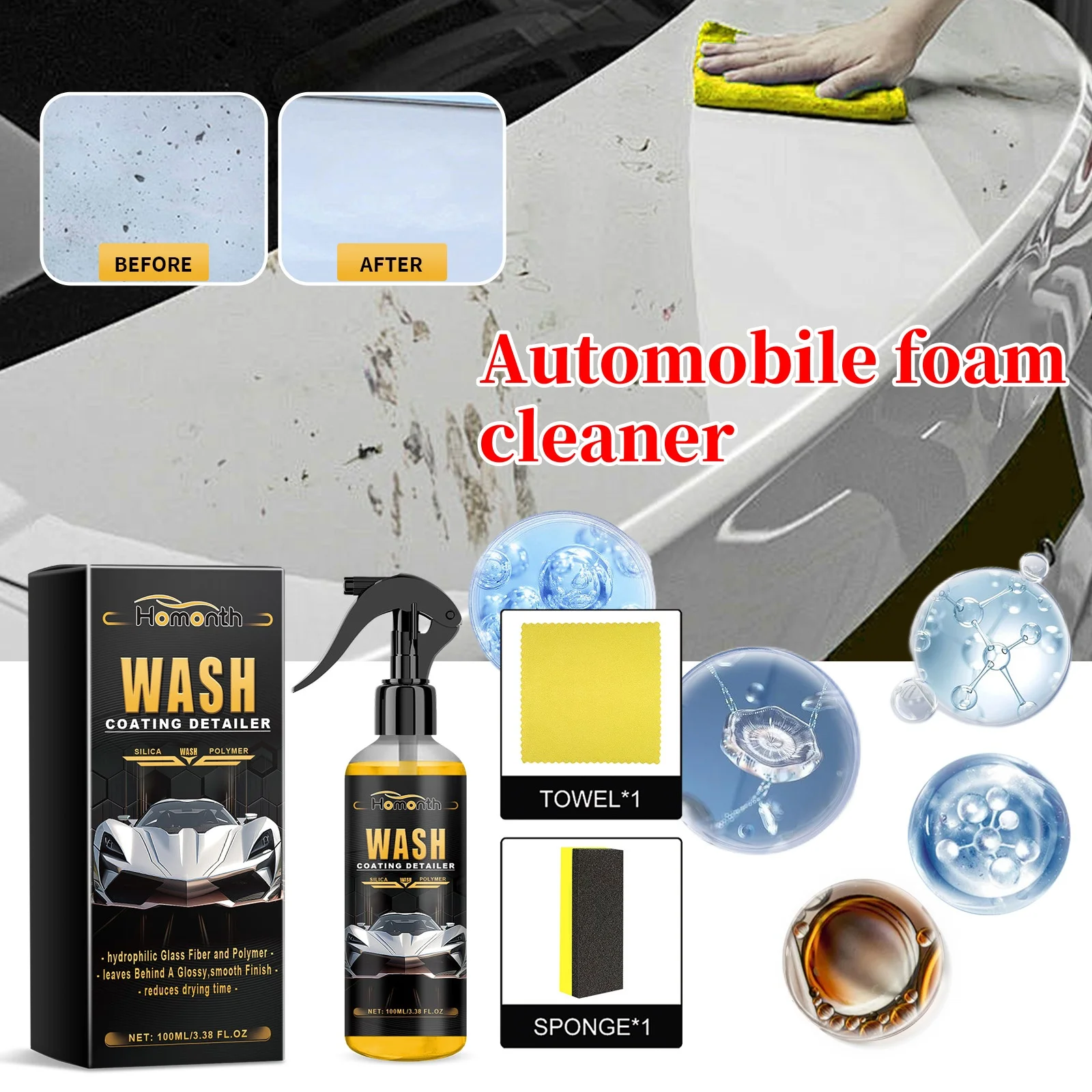 Automotive Foam Cleaner Descontaminação Oil Poeira Remodelação Manutenção Brightening Multi-Purpose Limpeza e Cuidados Agente