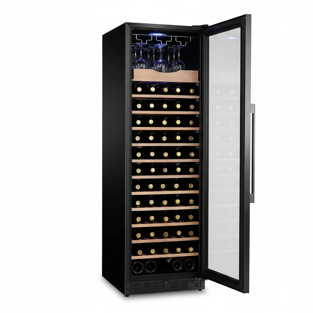 

Electric Wine Cooler, 101-Bottle Compressor Wine Refrigerator, Stainless Steel Freestanding Fridge, Home Cellar Cabinet