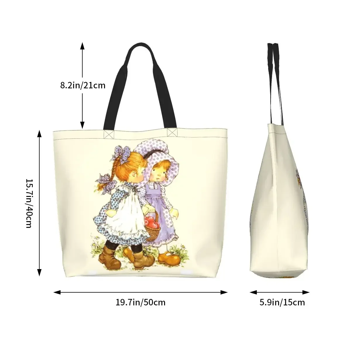 

Reusable Cartoon Sarah Kay Shopping Bag Women Shoulder Canvas Tote Bag Portable Girl Grocery Shopper Bags