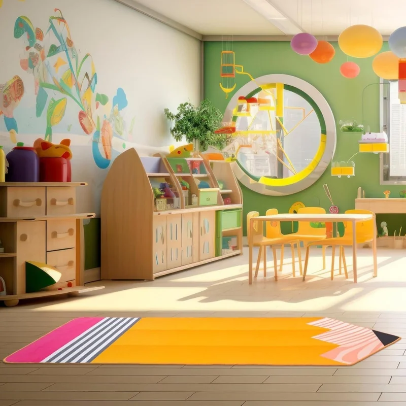 VIKAMA Kreativer Bleistiftmuster-Teppich: Fleckenresistent und Langlebig für Wohnzimmer-Sofas, Schlafzimmer und begehbare Kleiderschränke – Wohndekoration